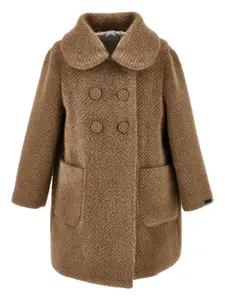 Фактурное двубортное пальто Monnalisa, коричневый