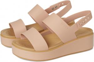 Сандалии Crocs Women's Brooklyn Low Wedge, Pink Caramel/Tan