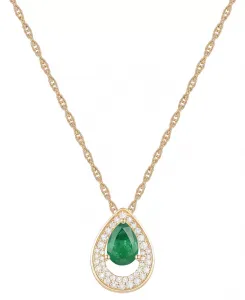 Ожерелье длиной 18 дюймов с подвеской в форме груши из 14-каратного белого золота с сапфиром (7/8 карата) и бриллиантом (1/5 карата) (доступно с рубинами и изумрудами) Macy'S, emerald