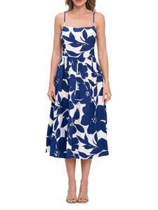 Платье миди с цветочным принтом и расклешенным лифом Renee C., темно-синий