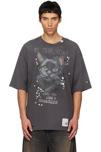 Футболка с принтом кошки Maison Mihara Yasuhiro, черный