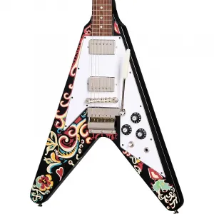 Электрогитара Epiphone Jimi Hendrix «Love Drops» Flying V - черное дерево с художественным оформлением
