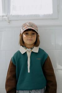 Детская хлопковая толстовка Color Block Polo Sleeve Tee Tinycottons, бирюзовый