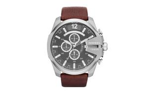 DIESEL Часы Wrist Watch Quartz Movement Leather Strap Black Dial Men's Watch, Dark Brown