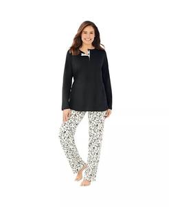 Пижамный комплект Henley только для больших размеров Only Neccessities, черный