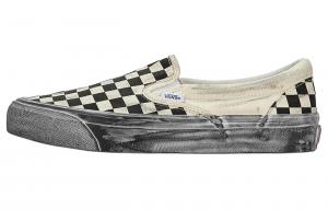 Vault Ua Og Classic Slip On Lx Stressed Black Checkerboard Vans, Черно-белая клетка