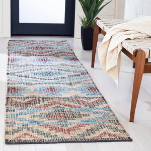 Ковер-дорожка SAFAVIEH, 69 x 275 см, Kilim Collection, Natural & Red, плоское плетение из джута, идеально для помещений с высокой проходимостью в гостиной, спальне (KLM758Q)
