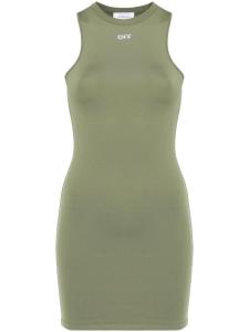 Off-White платье мини с логотипом, зеленый