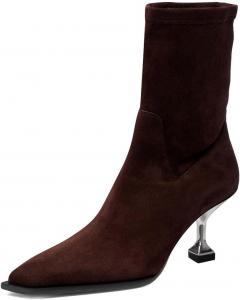 Женские стильные ботильоны с квадратным носком на шнуровке, удобный низкий каблук, для вечеринок и шопинга, короткие ботинки, размеры 4-16 США Wansseny, Dark Brown