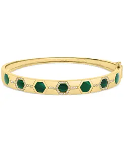 Браслет Effy с малахитом и бриллиантами (1/5 карата) из стерлингового серебра с позолотой 14 карат Effy Collection, malachite
