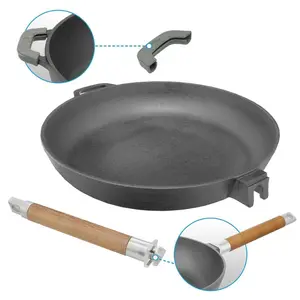 Чугунная сковорода 22 см. Чугунная сковорода со съемной деревянной ручкой. Чугунная сковорода. Biol