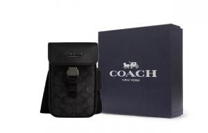 COACH Кожаная сумка через плечо на пояс мужская угольно-серая