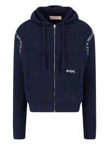 Кардиган с капюшоном на молнии Marni, синий