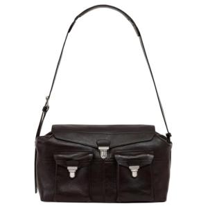 Кожаная наплечная сумка через плечо большого размера для женщин тёмно-кофейного цвета Lemaire