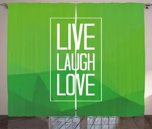 Штора ABAKUHAUS Live Laugh Love в деревенском стиле, Polygon Proverb, универсальная ленточная штора для гостиной с петлями и крючками, 280 x 225 см, цвет: яблочно-зеленый, белый Abakuhaus