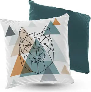 Подушка велюровая Волк в скандинавском стиле 40×40 см декоративная с наполнителем для гостиной, спальни или в подарок 5made