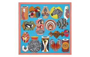 HERMES Шёлковый платок, Blue/Pink