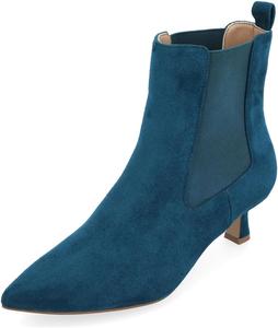 Женские элегантные ботильоны Miss Left с закрытым заостренным носком, каблуком типа «kitten», резинкой для надевания Chelsea, формальные офисные туфли, размер 4-16 США, Blue