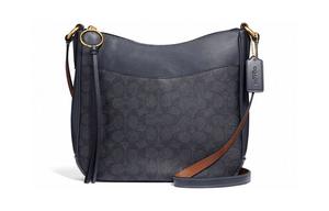 Сумка через плечо Chaise Canvas Leather, большая женская сумка-кроссбодди черная COACH