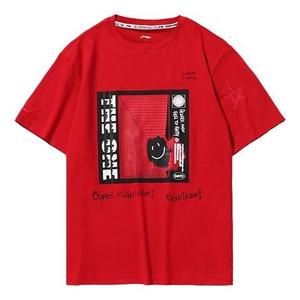 Футболка cf earth с коротким рукавом в стиле пары chicago bulls Li-Ning, красный