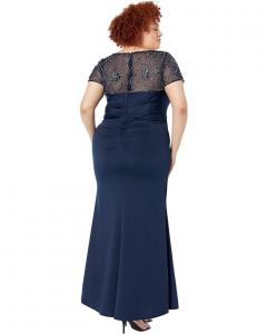 Платье XSCAPE Long Scuba Dress with Ruching, Ruffles and Beading, цвет Midnight