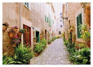 Коврик для душа Wallario, нескользящий коврик, коврик для ванной, коврик для двери, южная аллея со старыми домами и зеленым оазисом, размер ок. 70 х 50 см, черный