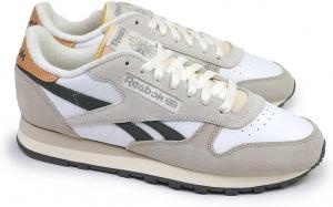 Кроссовки-бутсы Reebok Классическая кожа, белый/серый