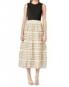 Платье Aurelia с рюшами в черно-бежевом цвете English Factory