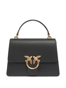 Сумка-шоппер Love Birds из телячьей кожи среднего размера PINKO, черный
