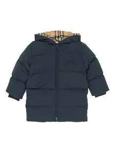 Пуховик с капюшоном BURBERRY KIDS, синий