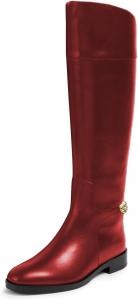 Женские модные сапоги YDN до колена с круглым носком, длинные ботильоны с металлическими цепочками, на плоской подошве, с низким каблуком, обувь без застежки для вечеринок, выпускных и повседневной носки, размеры US 4-16, Red