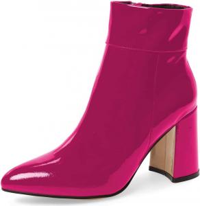 Женские ботильоны FSJ с остроконечным носком на высоком каблуке, глянцевая лакированная кожа, для вечеринок, размеры 4-15 США, Fuchsia