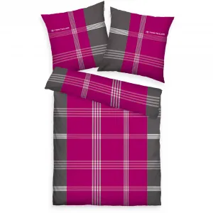 Постельное белье TOM TAILOR HOME «Оле в размере. 135х200 или 155х220 см", постельное белье в клетку из хлопка, на молнии, цвет beere