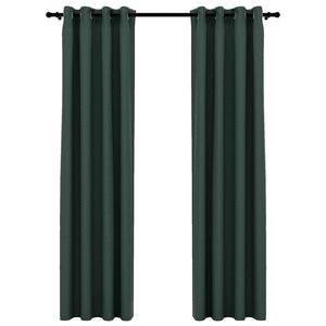 VidaXL Плотные шторы с люверсами, льняной вид, 2 шт., зеленые, 140x225 см