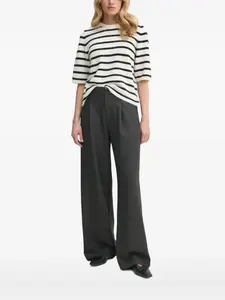 Джемпер Striped puff-sleeve knit T-shirt Gestuz, белый