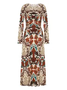 Платье с цветочным принтом и сборками Cara Cara, каменно-серый