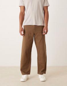 Свободные прямые брюки-карпентер коричневого цвета Asos Design