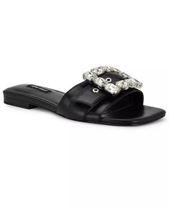 Женские сандалии Matter Slip-On с декоративными элементами на плоской подошве Nine West, черный