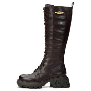 Рыцарские сапоги Astral Series со шнуровкой, длинным голенищем и платформой на массивном каблуке DIBO MANNER, Black