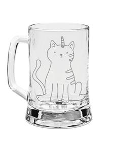 Пивная кружка с изображением кота-единорога без слов, прозрачная Mr. & Mrs. Panda
