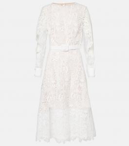 Коктейльное платье с цветочным кружевом Oscar de la Renta, белый
