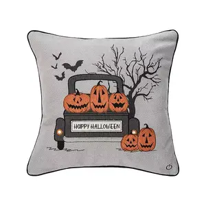 Декоративная подушка с изображением пикапа на Хэллоуин, 18 x 18 дюймов, со светодиодной подсветкой C&F Home, grey