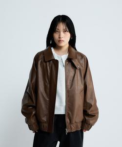 Винтажный кожаный блузон