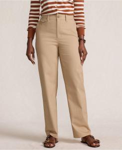 Женские брюки-чиносы с высокой посадкой и прямым кроем, модель Petite Chino Lands' End, Desert tan