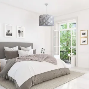 Подвесной светильник Hugo Stella E27, подвесной светильник для гостиной, абажур из ткани, круглый, винтажный, текстильный Paco Home, белый