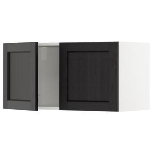 Настенный шкаф с 2 дверцами, белый/черная тонировка Lerhyttan, 80x40 см. IKEA Metod