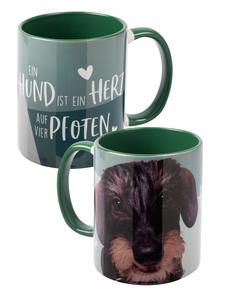 Кружка для собак Такса. Собака - это сердце на четырех лапах, 320 мл, зеленого цвета. United Labels