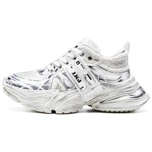 Против скользящие дышащие легкие утепленные низкие массивные кроссовки PMT Unisex бело-черные, цвет White