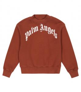 Хлопковая толстовка с логотипом Palm Angels Kids, Brown White
