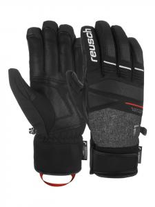 Reusch Перчатки с пальцами Thunder R-TEX XT, цвет 7680 черный/черный меланж/огненно-красный